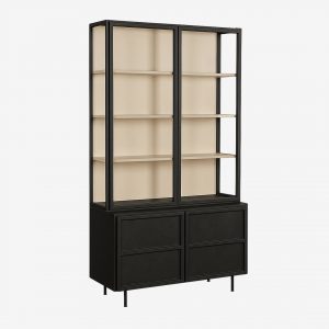 Vitrinekast Langley Zwart/Zand