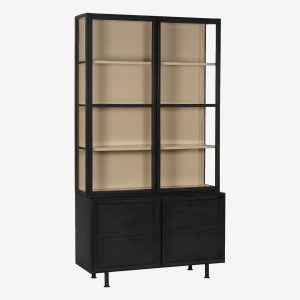 Vitrinekast Langley Zwart-zand